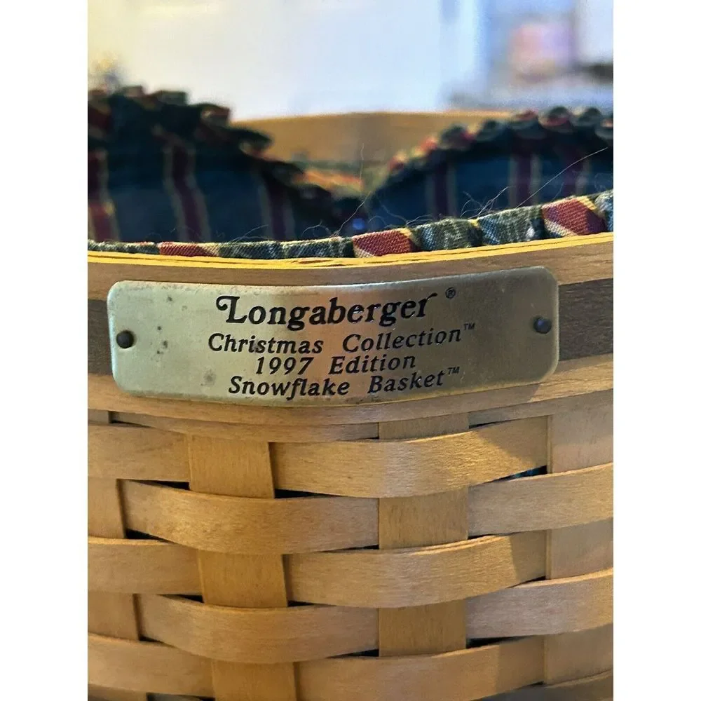Longaberger‎ 1997 Christmas Collection Snowflake Basket with Liner and Protector